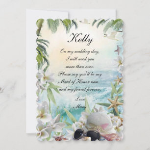 Elegant Floral Tropical Beach  Maid Of Honour Invitation
