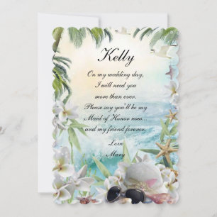 Elegant Floral Tropical Beach  Maid Of Honour Invitation
