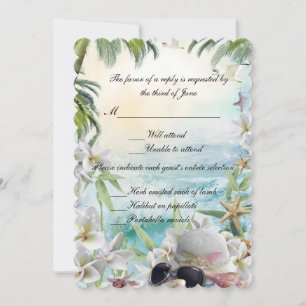 Elegant Floral Tropical Beach Wedding Response Invitation