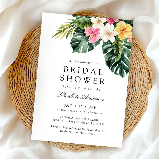Elegant Floral Tropical Bridal Shower Invitation (Creator Uploaded)