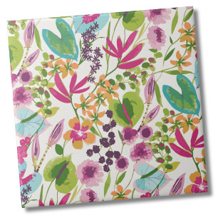 Elegant Floral Tropical Pattern Tile