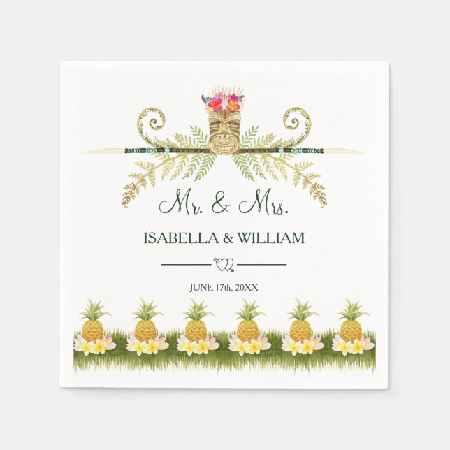 Elegant Floral Tropical Summer Wedding Napkin (Front)