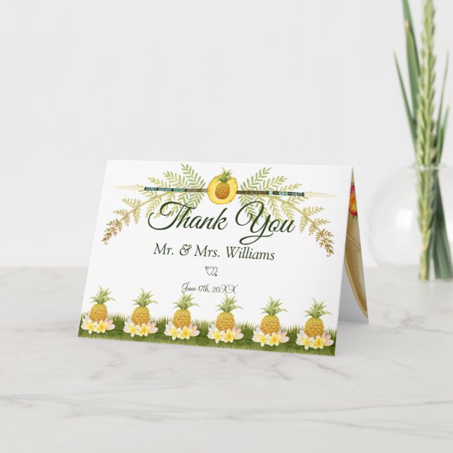 Elegant Floral Tropical Summer Wedding Thank You (Front)