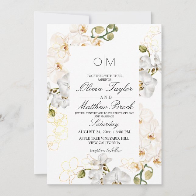 Elegant Floral Tropical Wedding Invitation (Front)