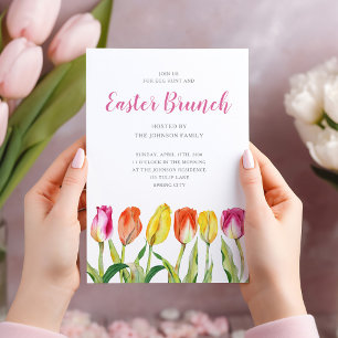 Elegant Floral Tulip Easter Brunch   Invitation