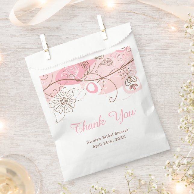 Elegant Floral Twist Bridal Shower in Pink Favour Bags (Clipped)