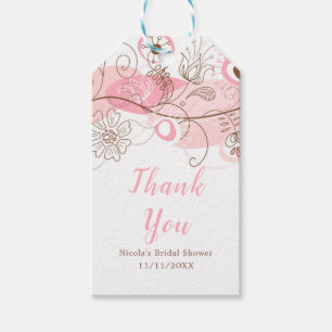 Elegant Floral Twist Bridal Shower in Pink Gift Tags