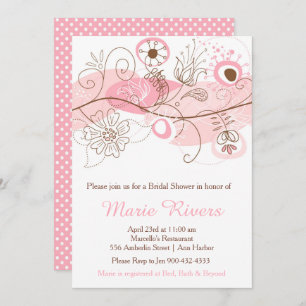 Elegant Floral Twist Bridal Shower in Pink Invitation