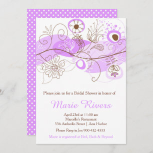 Elegant Floral Twist Bridal Shower in Purple Invitation