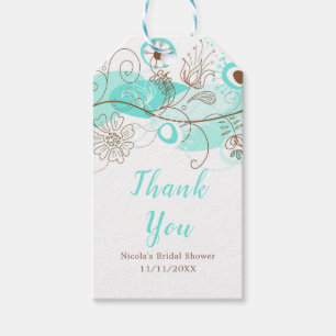 Elegant Floral Twist Bridal Shower in Turquoise Gift Tags