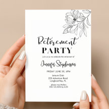 Elegant Floral Typography Retirement Party