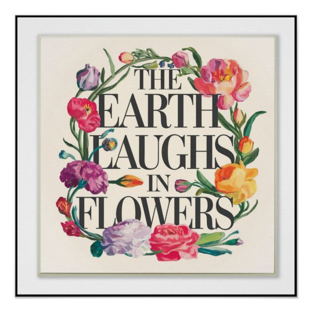 Elegant Floral Typography Wall Poster (Front)