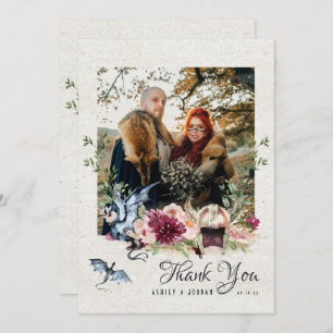 Elegant Floral Viking Wedding Photo Thank You