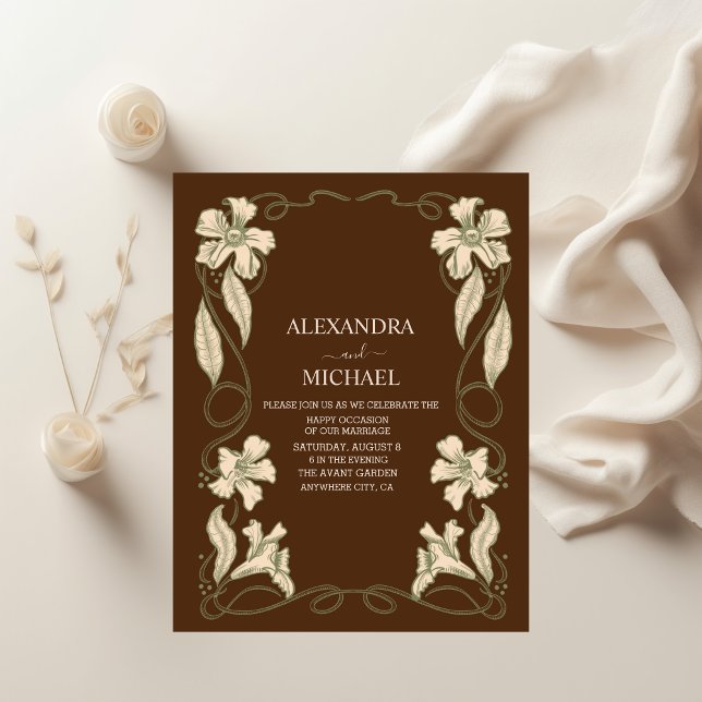 Elegant Floral Vintage Art Nouveau Wedding Invitation (Creator Uploaded)