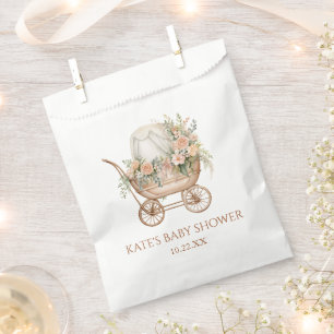 Elegant Floral Vintage Baby Carriage Baby Shower Favour Bags