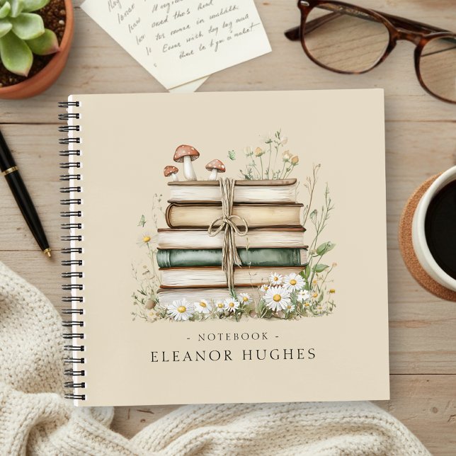 Elegant Floral Vintage Books Personalised Notebook (Creator Uploaded)