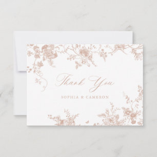 Elegant Floral Vintage Botanical Blush Pink Thank You Card