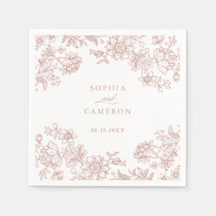 Elegant Floral Vintage Botanical Blush Wedding Napkin