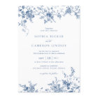 Elegant Floral Vintage Botanical Navy Blue Wedding