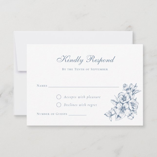 Elegant Floral Vintage Botanical Wedding RSVP Invitation (Front)