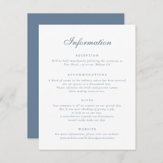Elegant Floral Vintage Classic Wedding Information Invitation
