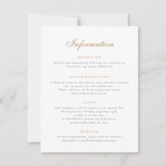 Elegant Floral Vintage Classic Wedding Information Invitation