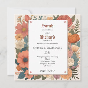 Elegant Floral Vintage Design in Pastel Hues Invitation