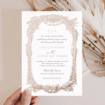 Elegant Floral Vintage Ornament Frame Wedding Gold