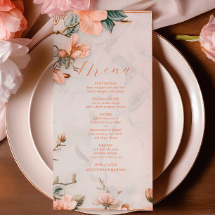 Elegant Floral Vintage Ornament Frame Wedding Menu