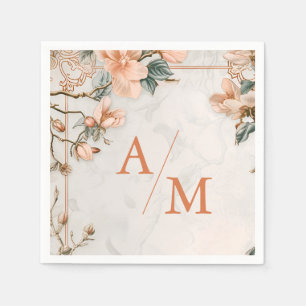 Elegant Floral Vintage Ornament Frame Wedding Napkin