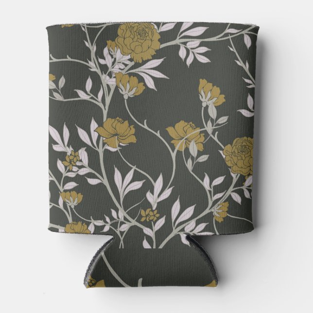 Elegant floral: vintage pattern design. can cooler (Front)