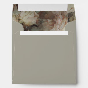 Elegant Floral Vintage Rose Gold Glitter Wedding Envelope