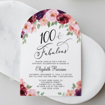 Elegant Floral Virtual 100th Birthday Party Arch