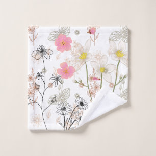 Elegant Floral Wash Cloth – Botanical Flower Hand 