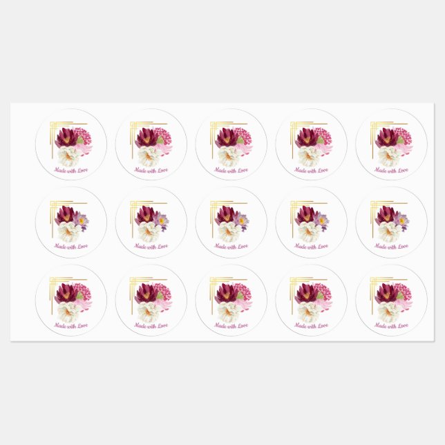 Elegant Floral Watercolor Birthday Food Label (Sheet)