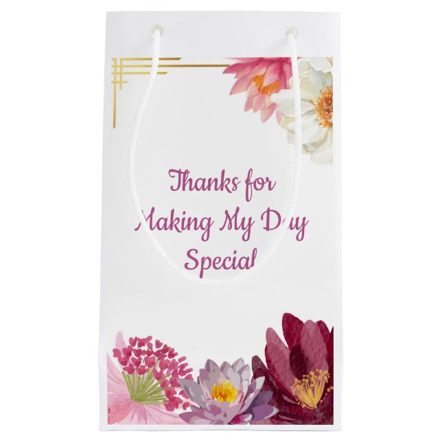 Elegant Floral Watercolor Birthday Gift Bag (Front)