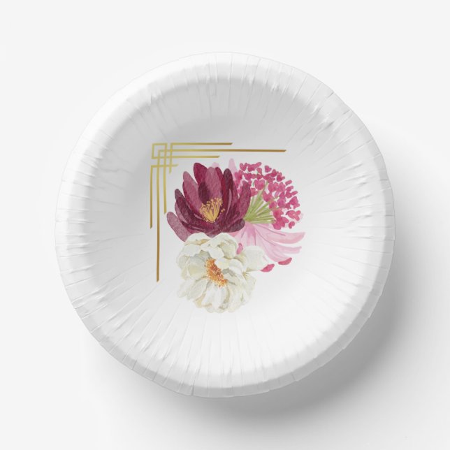 Elegant Floral Watercolor Birthday Party Plate (Front)