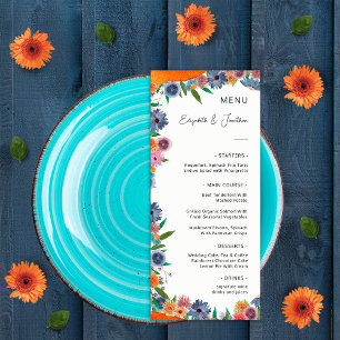 Elegant Floral Watercolor Boho Widflower Wedding Menu