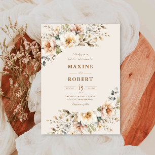 Elegant Floral Watercolor Botanical Wedding Invitation