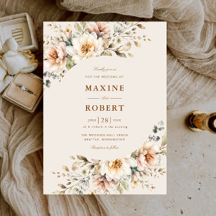 Elegant Floral Watercolor Botanical Wedding Invitation