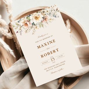 Elegant Floral Watercolor Botanical Wedding Invitation
