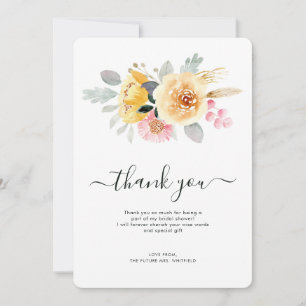 Elegant Floral Watercolor Bridal Shower Thank You Card