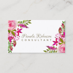 Elegant Floral Watercolor Business Card