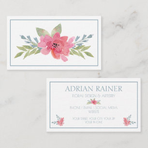 Elegant Floral Watercolor Business Card