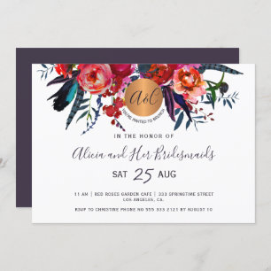 Elegant floral watercolor chic bridesmaids brunch invitation
