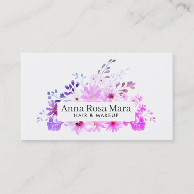 *~* Elegant Floral Watercolor Chic Feminine Modern Business Card (Front)