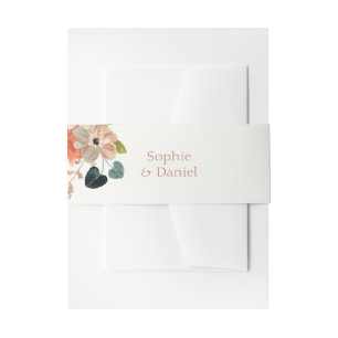 Elegant Floral Watercolor Couple Initials Wedding Invitation Belly Band