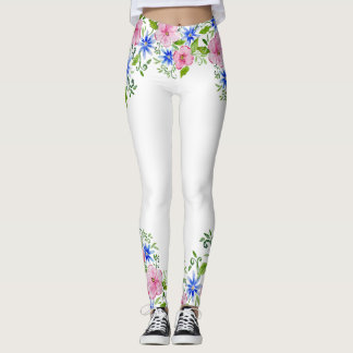 Elegant floral watercolor decoration pattern leggings
