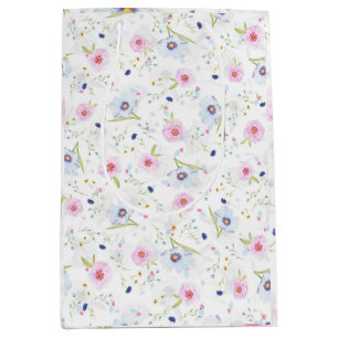 Elegant floral watercolor design medium gift bag
