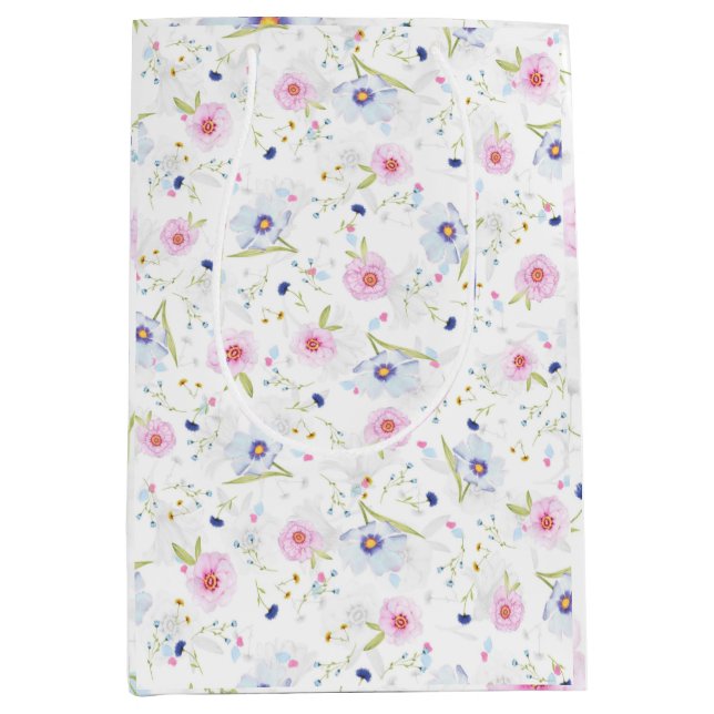 Elegant floral watercolor design  medium gift bag (Front)